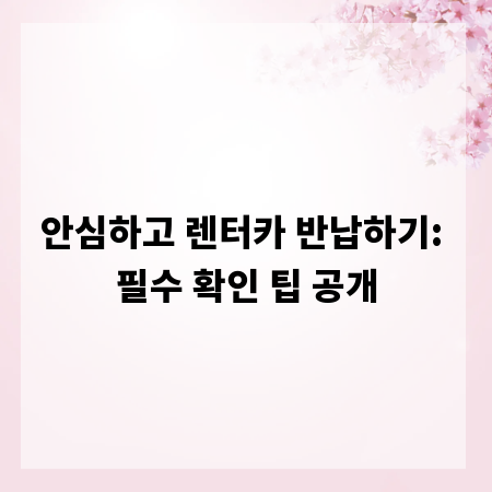 안심하고 렌터카 반납하기: 필수 확인 팁 공개