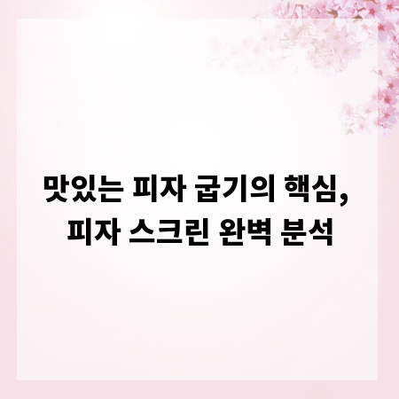 맛있는 피자 굽기의 핵심, 피자 스크린 완벽 분석