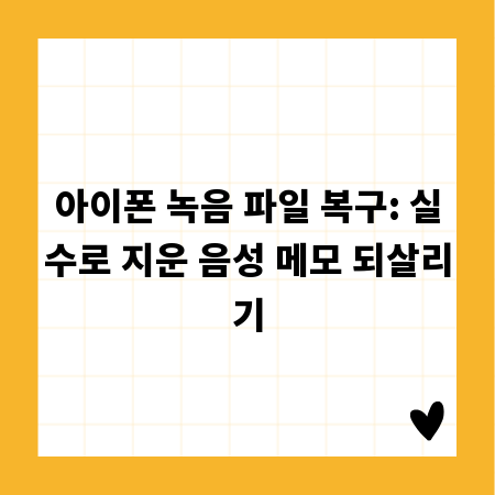 아이폰 녹음 파일 복구: 실수로 지운 음성 메모 되살리기