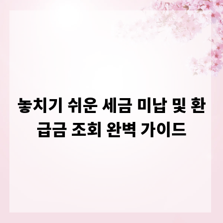 놓치기 쉬운 세금 미납 및 환급금 조회 완벽 가이드