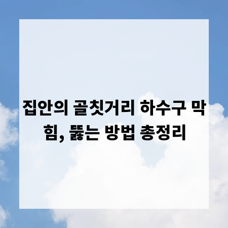 집안의 골칫거리 하수구 막힘, 뚫는 방법 총정리