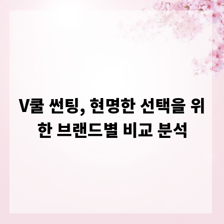 V쿨 썬팅, 현명한 선택을 위한 브랜드별 비교 분석