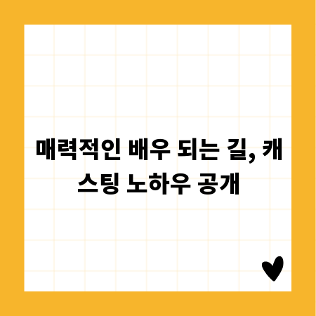 매력적인 배우 되는 길, 캐스팅 노하우 공개