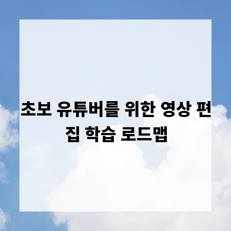 초보 유튜버를 위한 영상 편집 학습 로드맵