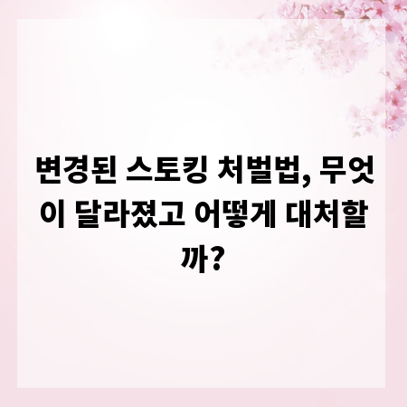 변경된 스토킹 처벌법, 무엇이 달라졌고 어떻게 대처할까?