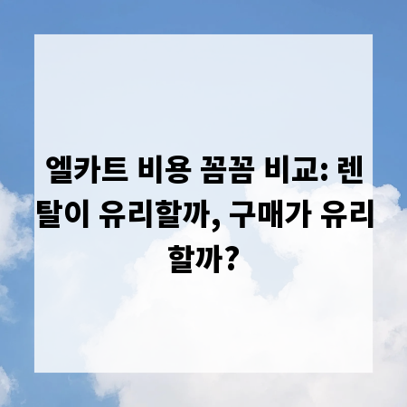 엘카트 비용 꼼꼼 비교: 렌탈이 유리할까, 구매가 유리할까?