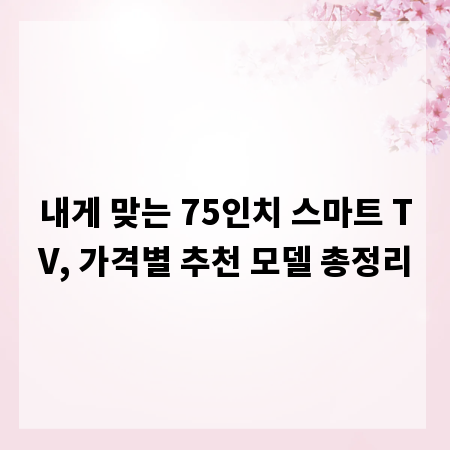 내게 맞는 75인치 스마트 TV, 가격별 추천 모델 총정리