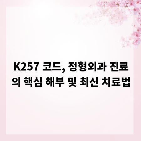 K257 코드, 정형외과 진료의 핵심 해부 및 최신 치료법