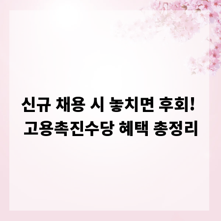 신규 채용 시 놓치면 후회! 고용촉진수당 혜택 총정리