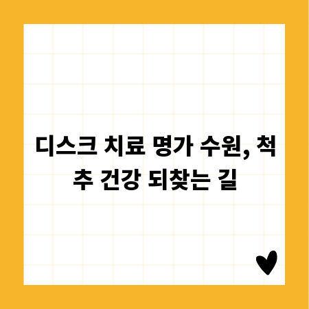 디스크 치료 명가 수원, 척추 건강 되찾는 길