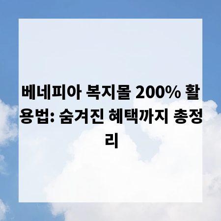베네피아 복지몰 200% 활용법: 숨겨진 혜택까지 총정리