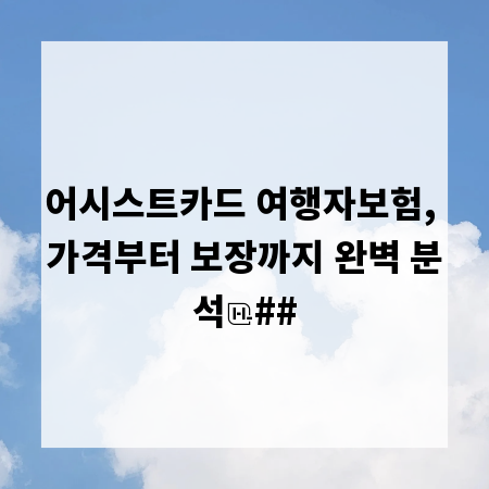 어시스트카드 여행자보험, 가격부터 보장까지 완벽 분석
##