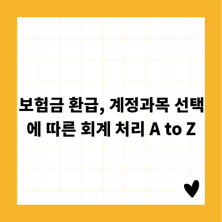 보험금 환급, 계정과목 선택에 따른 회계 처리 A to Z