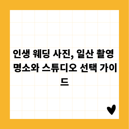 인생 웨딩 사진, 일산 촬영 명소와 스튜디오 선택 가이드