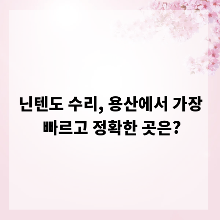 닌텐도 수리, 용산에서 가장 빠르고 정확한 곳은?