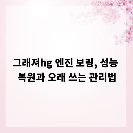 그래져hg 엔진 보링, 성능 복원과 오래 쓰는 관리법
