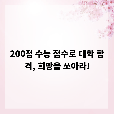 200점 수능 점수로 대학 합격, 희망을 쏘아라!