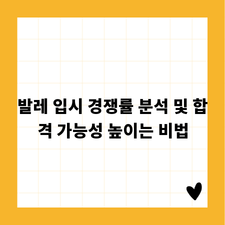 발레 입시 경쟁률 분석 및 합격 가능성 높이는 비법