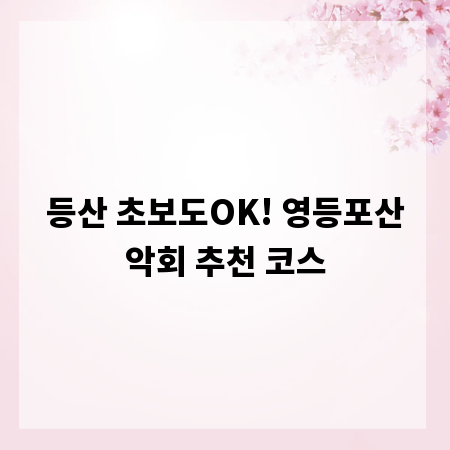 등산 초보도OK! 영등포산악회 추천 코스