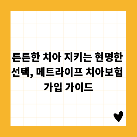 튼튼한 치아 지키는 현명한 선택, 메트라이프 치아보험 가입 가이드
