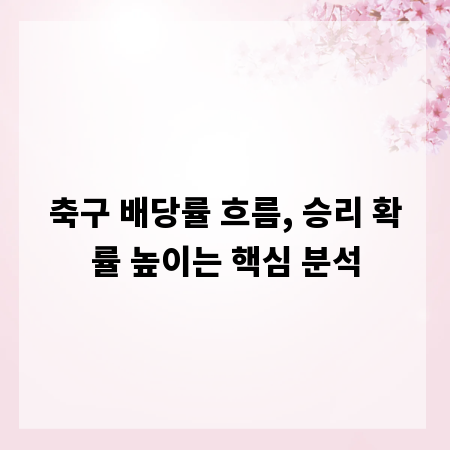 축구 배당률 흐름, 승리 확률 높이는 핵심 분석