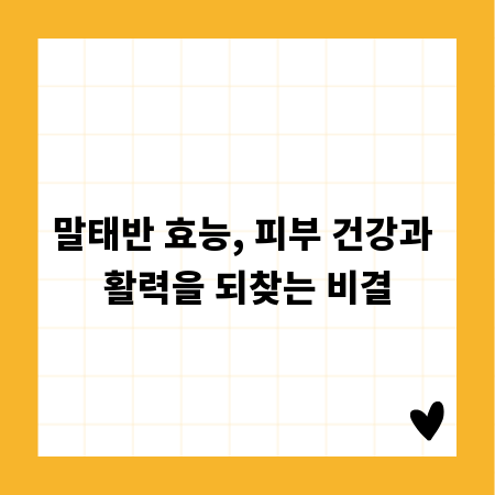 말태반 효능, 피부 건강과 활력을 되찾는 비결