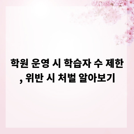 학원 운영 시 학습자 수 제한, 위반 시 처벌 알아보기