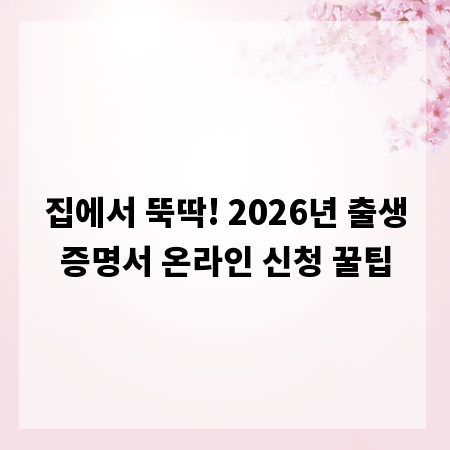 집에서 뚝딱! 2026년 출생증명서 온라인 신청 꿀팁