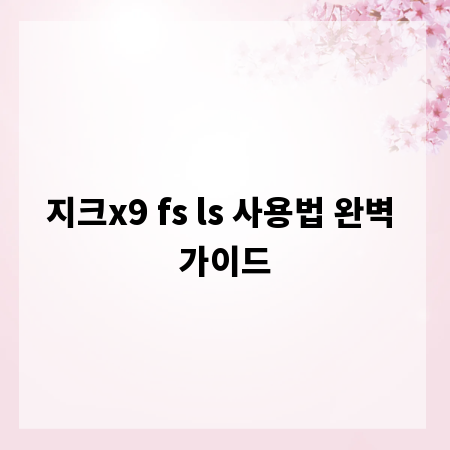지크x9 fs ls 사용법 완벽 가이드