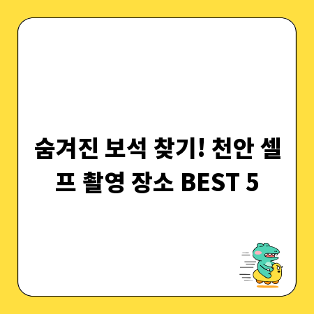 숨겨진 보석 찾기! 천안 셀프 촬영 장소 BEST 5