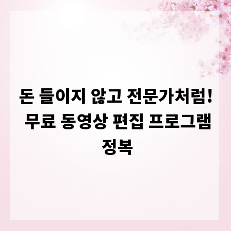 돈 들이지 않고 전문가처럼! 무료 동영상 편집 프로그램 정복