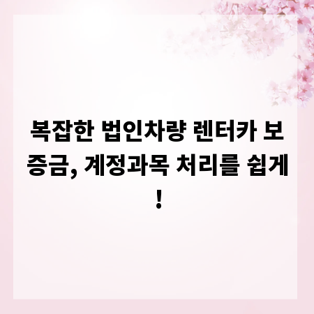 복잡한 법인차량 렌터카 보증금, 계정과목 처리를 쉽게!