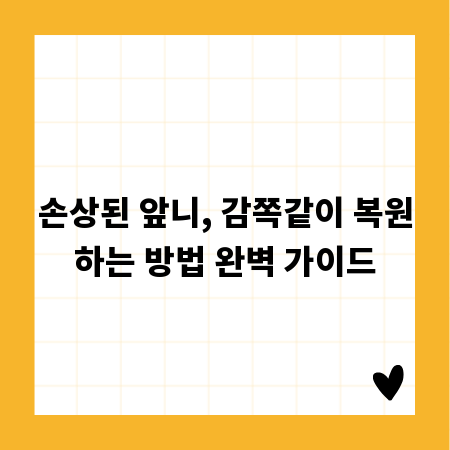 손상된 앞니, 감쪽같이 복원하는 방법 완벽 가이드