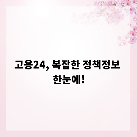 고용24, 복잡한 정책정보 한눈에!
