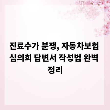 진료수가 분쟁, 자동차보험 심의회 답변서 작성법 완벽 정리