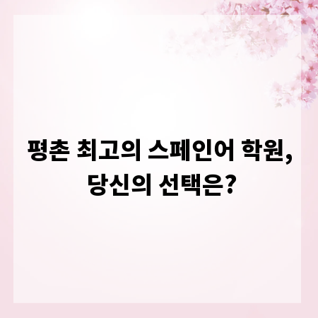 평촌 최고의 스페인어 학원, 당신의 선택은?