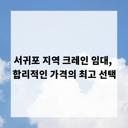 서귀포 지역 크레인 임대, 합리적인 가격의 최고 선택
