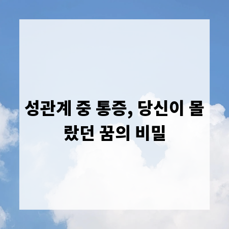 성관계 중 통증, 당신이 몰랐던 꿈의 비밀
