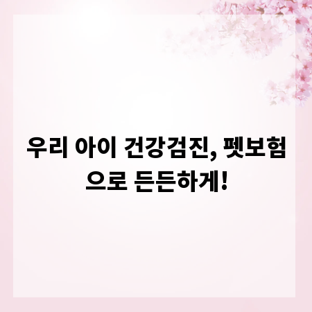 우리 아이 건강검진, 펫보험으로 든든하게!