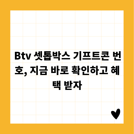 Btv 셋톱박스 기프트콘 번호, 지금 바로 확인하고 혜택 받자