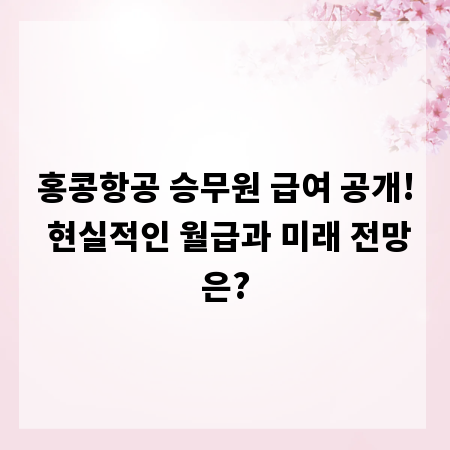 홍콩항공 승무원 급여 공개! 현실적인 월급과 미래 전망은?