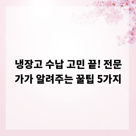냉장고 수납 고민 끝! 전문가가 알려주는 꿀팁 5가지