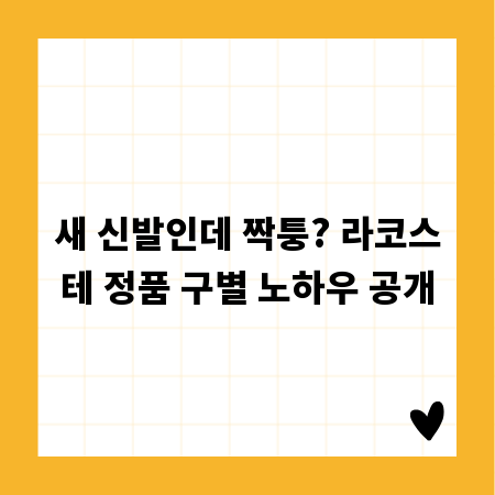 새 신발인데 짝퉁? 라코스테 정품 구별 노하우 공개