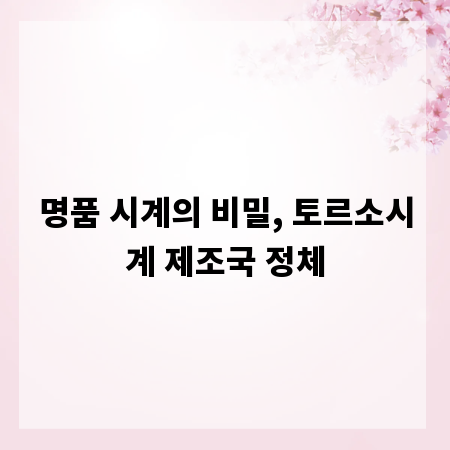 명품 시계의 비밀, 토르소시계 제조국 정체