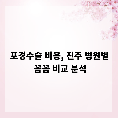 포경수술 비용, 진주 병원별 꼼꼼 비교 분석