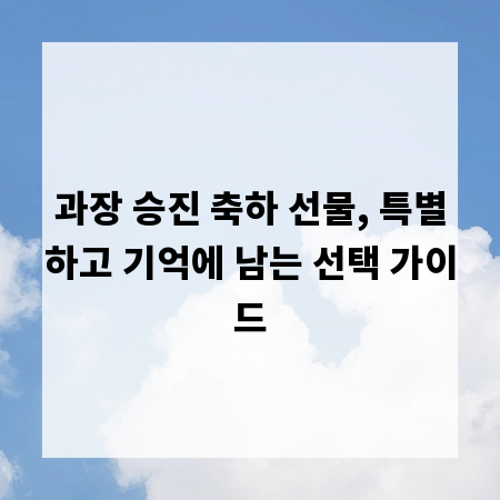 과장 승진 축하 선물, 특별하고 기억에 남는 선택 가이드