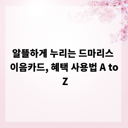 알뜰하게 누리는 드마리스 이음카드, 혜택 사용법 A to Z