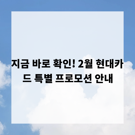 지금 바로 확인! 2월 현대카드 특별 프로모션 안내