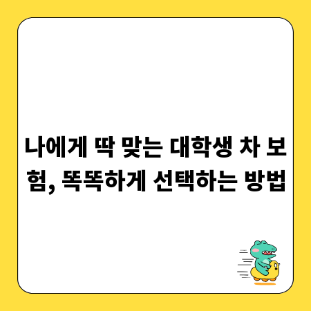 나에게 딱 맞는 대학생 차 보험, 똑똑하게 선택하는 방법