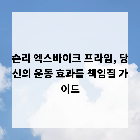 숀리 엑스바이크 프라임, 당신의 운동 효과를 책임질 가이드